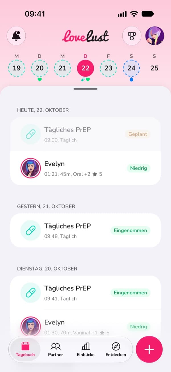 Das LoveLust-Tagebuch mit einem Kalender deiner Aktivität