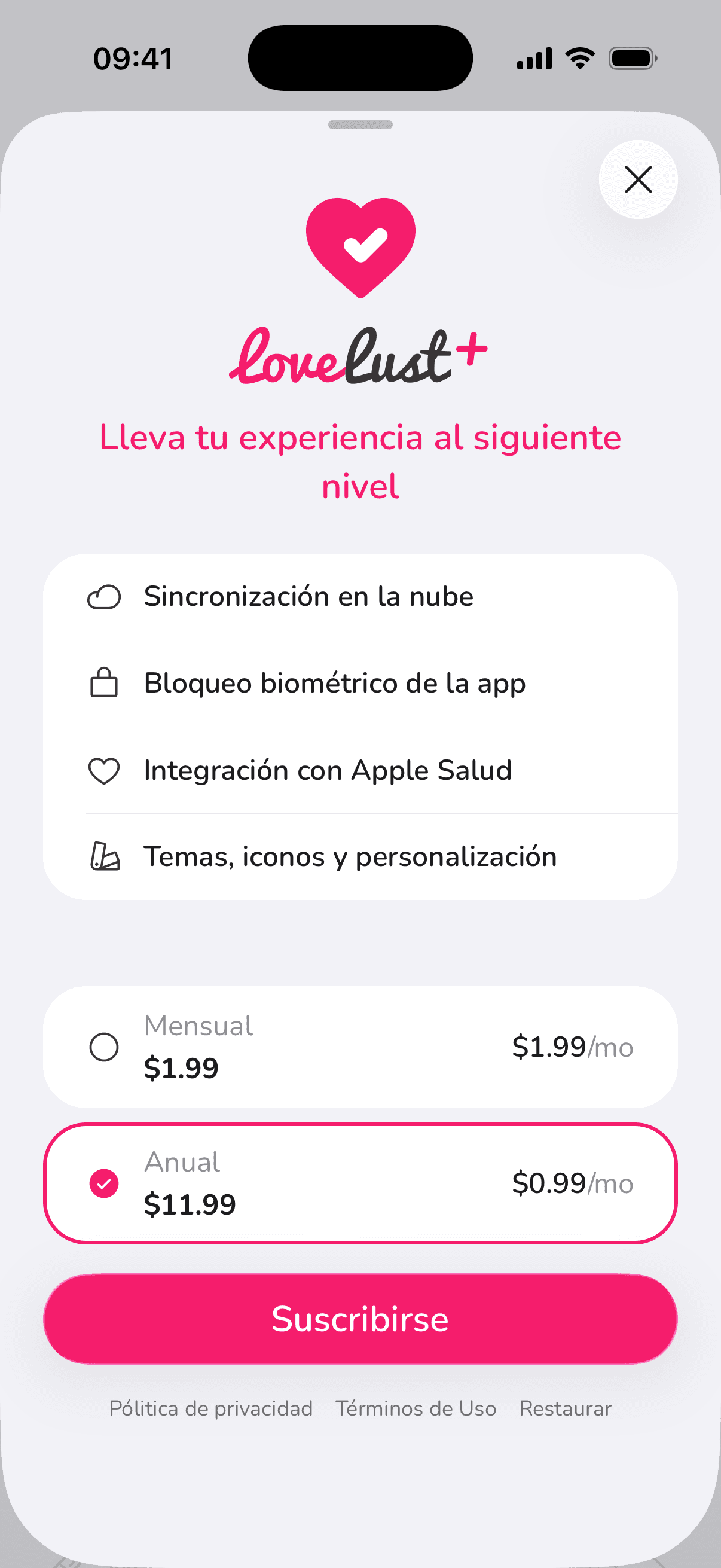 Funciones y planes de LoveLust+