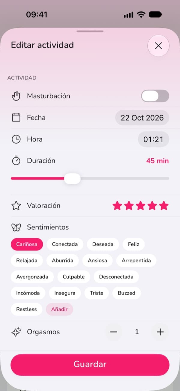 Registrando un nuevo encuentro en LoveLust