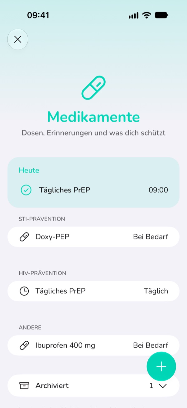 Medikamente in LoveLust: tägliche PrEP, Doxy-PEP bei Bedarf und Erinnerungen