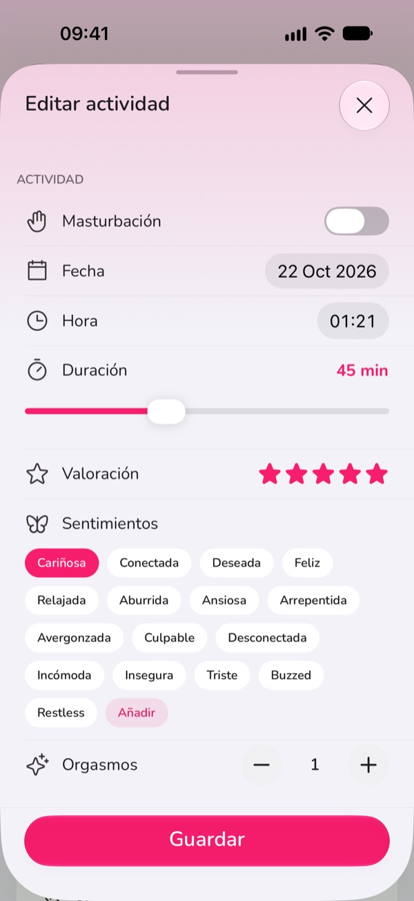 Registrando un nuevo encuentro en LoveLust